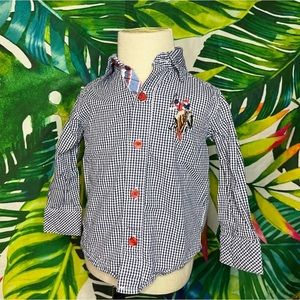 EUC U.S. Polo Association 12M Baby 12M Boys Checkered Plaid Blue White Shirt